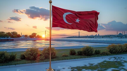 Waving Turkish Flag,HD 8k eid ul azha wallpaper photographic image