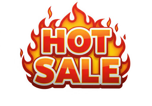 Burning Hot Sale Promotion: Fiery Red and Orange Text Banner Design with Dynamic Flame Accents for Retail and Ecommerce Discounts, Special Offers, and Limited Time Price Reductions