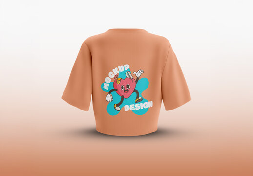 Oversized T-Shirt for Women with Crop Top Mockup - Back View