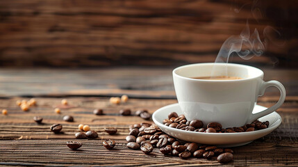 cup of coffee with beans