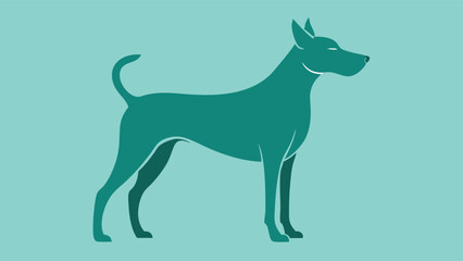 Elegant Teal Dog Silhouette on Light Teal Background Minimalist Design