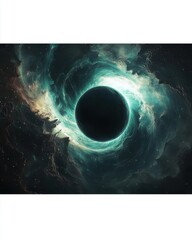 Dark Planet in Glowing Teal Nebula planet nebula dark glowing teal space universe cosmos galaxy star