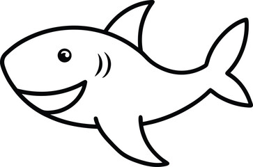 Obraz premium tiger shark icon line art vector illustration on transparent background