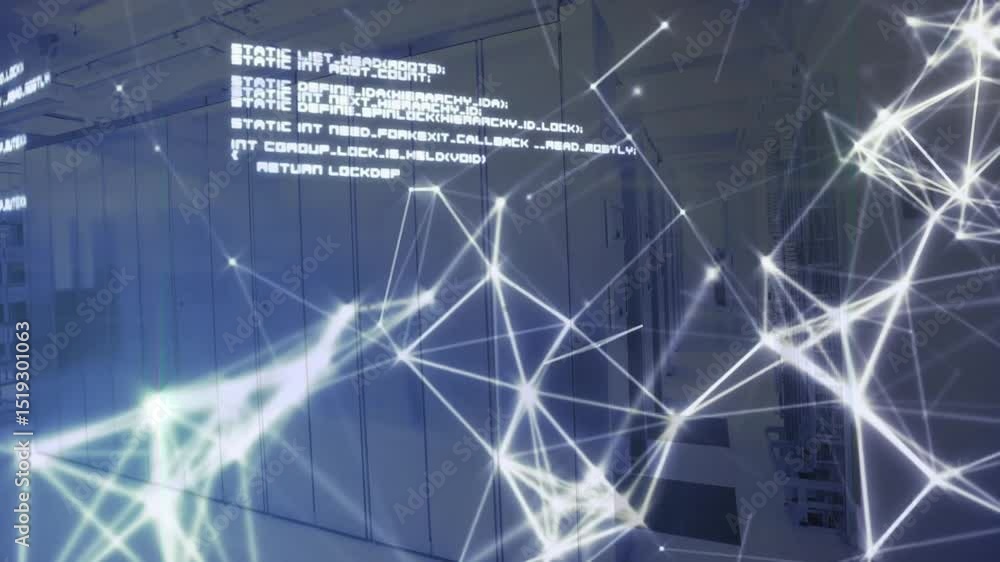 Poster glowing nodes materializing weaving network code expanding projecting connectivity on world map