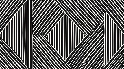 Minimalist Black and White Rhombus Stripe Seamless Pattern, Monochrome Background Design