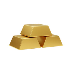 Three Gold Bars Stacked on a White Background Representing Wealth and Investment
