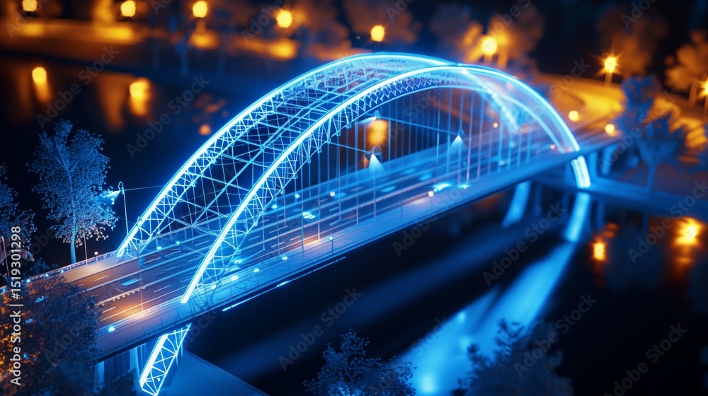 Poster vision of architecture of a 3d model bridge project