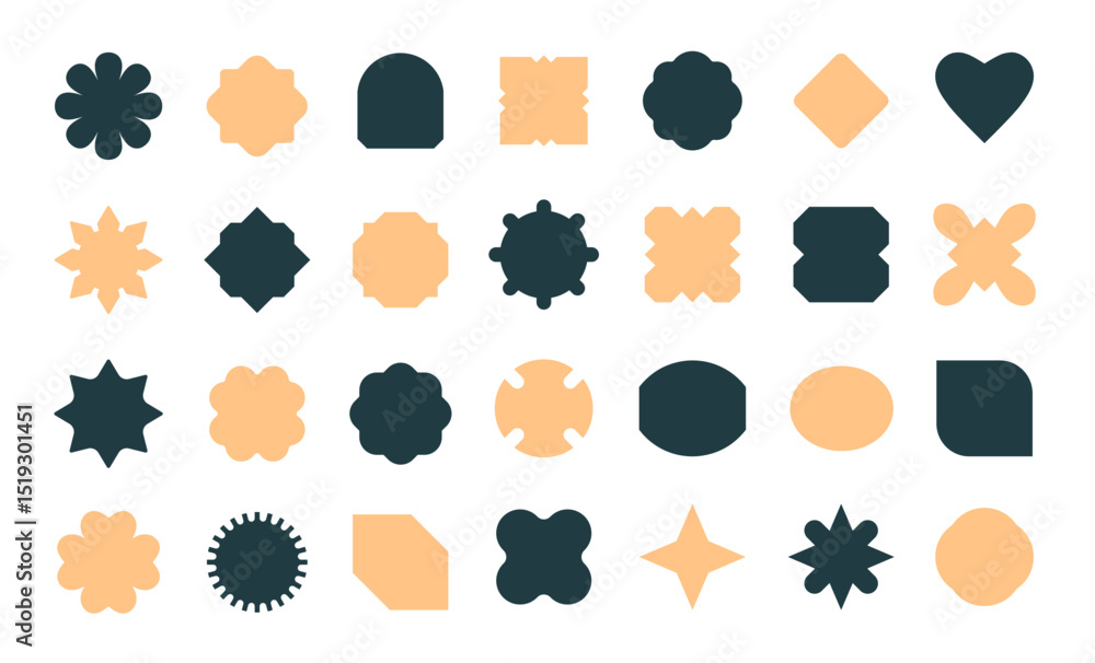 Poster modern abstract badge and shape icon set editable vector elements for logo, label, and web design