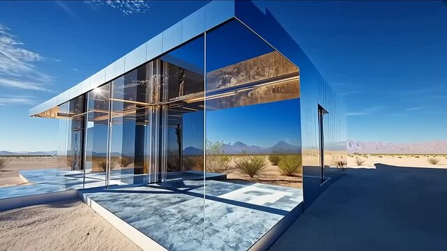 Mirror House in Desert Landscape: Architectural Marvel