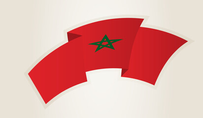 Morocco Flag in Abstract Ribbon Shape, National Symbol of the Morocco.