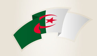 Algeria Flag in Abstract Ribbon Shape, National Symbol of the Algeria.