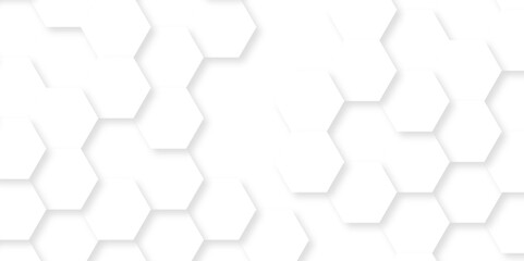 Naklejka premium Abstract white hexagon concept background. Seamless bright white abstract honeycomb. Technology for design element vector abstract background.
