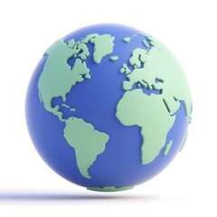 3D cartoon globe icon with simplified continents
