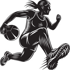 Fototapeta premium female football player silhouettes vector graphic design