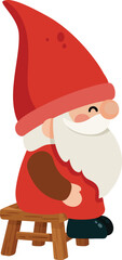 Cute Garden Gnome with Red Hat Sitting