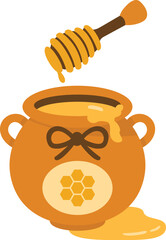 Delicious Honey Pot and Wooden Dipper