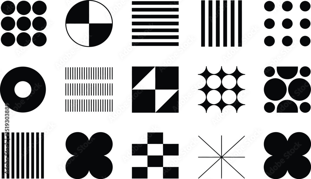 Poster abstract geometric patterns in black and white with repeating shapes ideal for graphic design compos