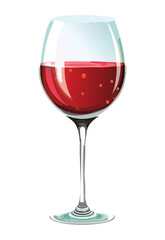 Stem Red Wine Glass - Vector Illustration