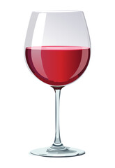 Classic Red Wine Glass - Vector Illustration