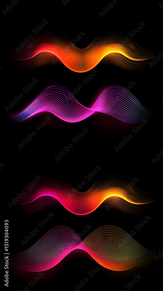 Poster abstract wave patterns with vibrant colors