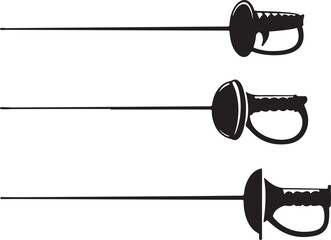 Fencing Sword Silhouette Clipart Vector – Epee, Foil, Sabre Sports Design