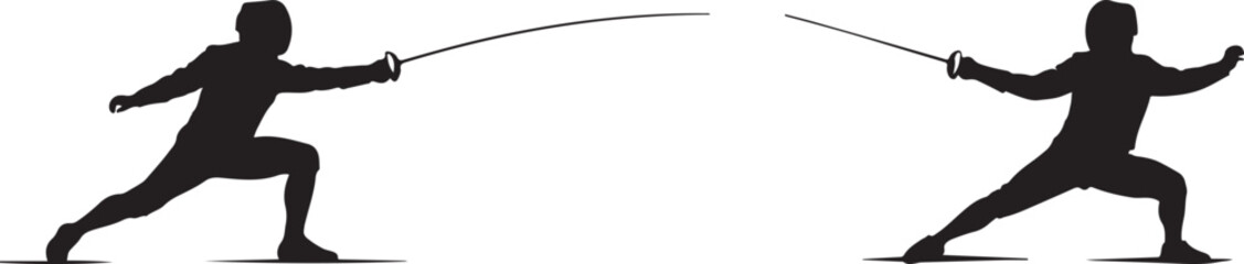 Fencing Silhouette Clipart - Duel Vector Illustration for Sports & Competition