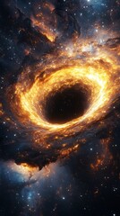 Cosmic Black Hole in Deep Space with Fiery Accretion Disk space cosmic fiery black hole universe car