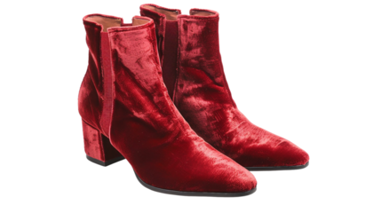 Ankle Boots Featuring Plush Velvet Material on white background