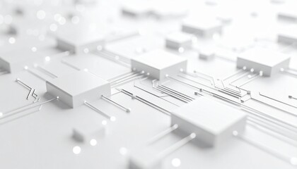 Abstract White Circuit Board Technology Background Minimalist Design.
