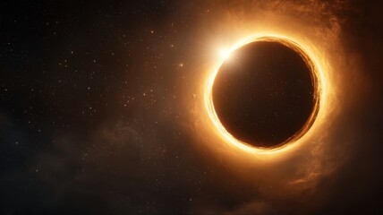 Dramatic Solar Eclipse with Fiery Corona and Stars in Dark Space eclipse corona stars space dark sun