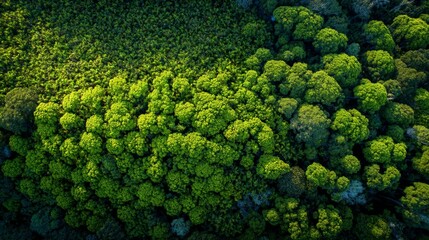 Naklejka premium Aerial View Of Lush Green Forest Canopy
