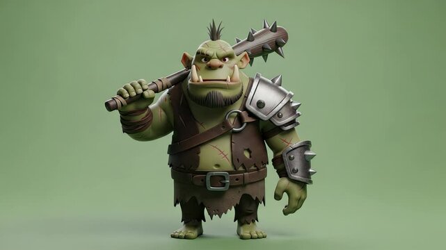 Armored ogre with spiked club