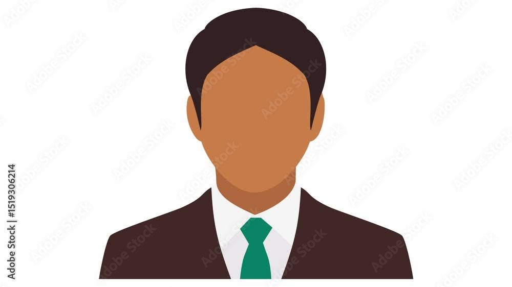 Poster professional faceless avatar icons morphing businesspersons in formal suits with luma matte key loop