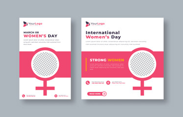 Empowering International Women’s Day Banner Template – Editable Vector Social Media Design for Celebration, Feminine Strength, and Equality Campaign