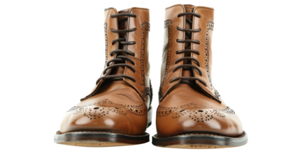 Elegant Ankle Boots with Detailed Brogue Patterns on white background
