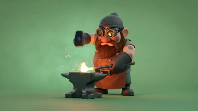 Dwarven blacksmith crafting weapons