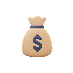 3D rendered illustration of a money bag with a dollar sign, representing finance