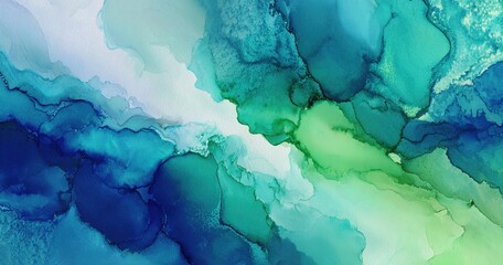 Abstract watercolor paint background by teal color blue and green with liquid fluid texture for background, banner. High quality