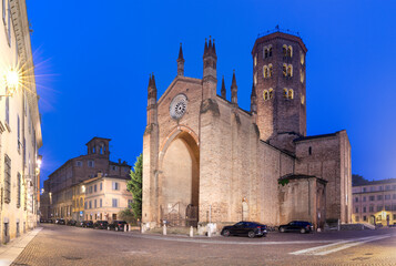 Piacenza - The church Basilica di San Antonio at dusk. 