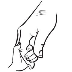 Minimalist Happy Father’s Day Art – Father Holding Hands with Children – Line Silhouette Style, Family Love, Hero Dad Trend