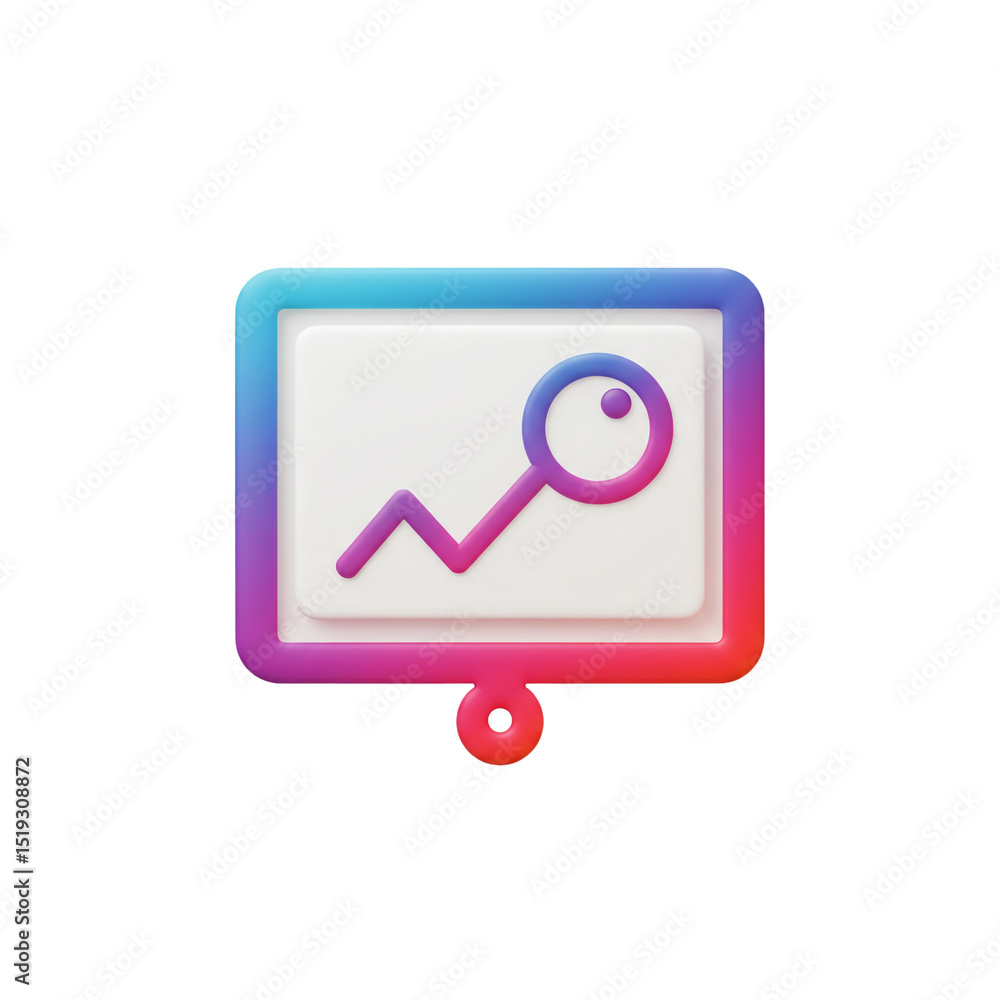 Poster 3d rendered presentation icon symbolizing business growth and analytical data visualization