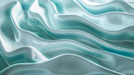 Obraz premium 3d render abstract background with turquoise and white waves fluid shapes soft lighting design