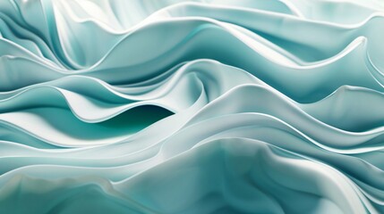 Obraz premium 3d render abstract background with turquoise and white waves fluid shapes soft lighting design
