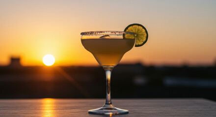 Margarita cocktail sunset view