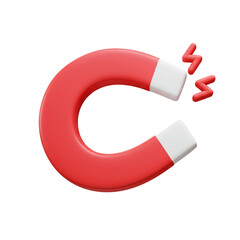 3d illustration of a red horseshoe magnet attracting with white background