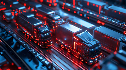 AI-based logistics hub coordinating multiple fleets for optimal fuel efficiency.