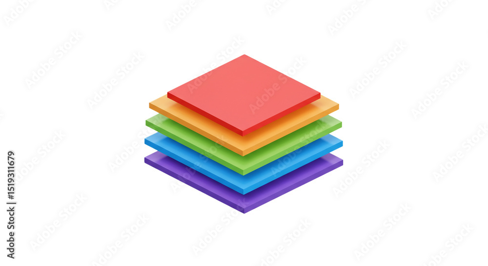 Poster abstract colorful layered illustration with geometric shapes in the form of a cube