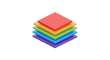 Abstract colorful layered illustration with geometric shapes in the form of a cube