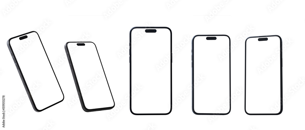 Poster mockup smart phone new generation isolated screen transparent for infographic business web site desi