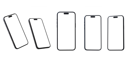Fototapeta na wymiar Mockup smart phone new generation isolated screen Transparent for Infographic Business web site design app